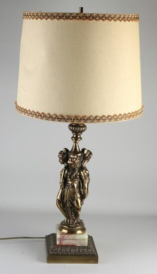 Bronze table lamp with onyx.&#160 The Three
