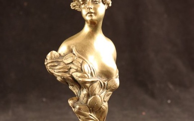 Bust, Art Nouveau beeld dame - 20 cm - Bronze, Marble