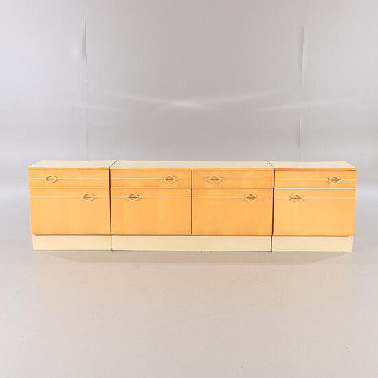CABINET, 3 sections, wood / plastic, 1970s.