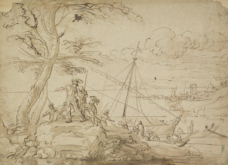 CARLO ANTONIO TAVELLA (ATTRIBUTED TO) (Milan 1668-1738 Genoa) A Maritime Scene with Sailors...