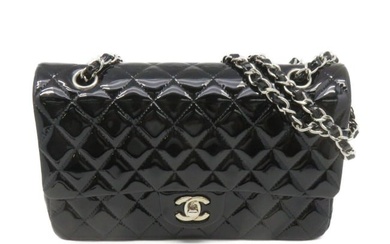 CHANEL Quilted SHW CC Classic Chain Shoulder Bag Patent Leather Black
