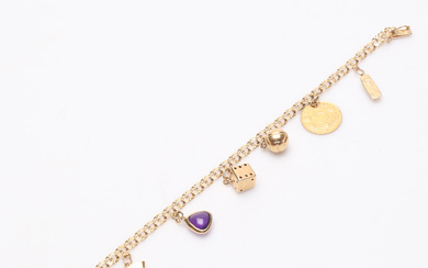 CHARM BRACELET, 18k gold, total weight approx. 12. 8 grams.