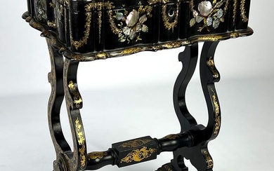 CHINESE EXPORT LACQUERED SEWING STAND