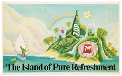 CHOUINARD, Roger. 7UP / The Island of Pure Refreshment. Circa 1970s. Colorful...