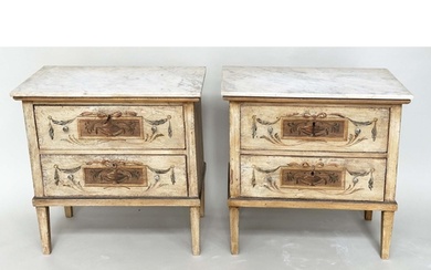 COMMODINOS, a pair, Italian 18th century style, each with ma...
