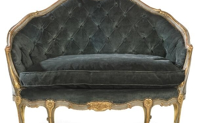 Canapé Louis XV style in carved, lacquered and