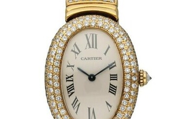 Cartier Baignoire 1954 18K Yellow Gold Diamond Ladies