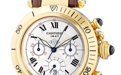 Cartier, Ref. 0960 1 A fine and attractive yellow gold chronograph wristwatch with date, made for the Cartier 150th anniversary