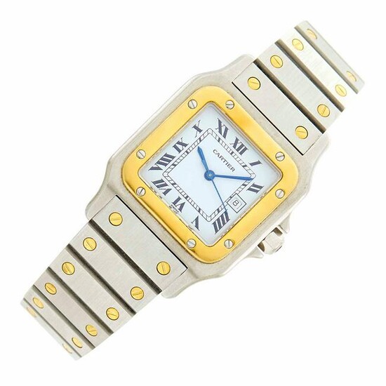 Cartier Stainless Steel and Gold 'Santos' Wristwatch