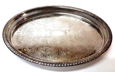 Cavalier Pierced and Embossed Silver Plate Serving Tray - Made in England