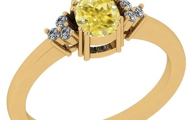 Certified 0.81 Ct GIA Certified Natural Fancy Yellow Diamond And White Diamond 18K Yellow Gold