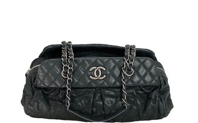 Chanel Iridescent Calfskin Quilted CC Tote Black Shoulder bag