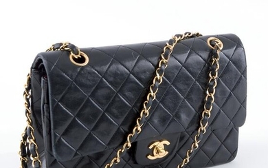 Chanel, a 2.55 black lambskin bag, '80s