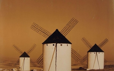 Charlie Waite, British b.1949- Three windmills in a landscape; c-type lambda print, 92x92cm (ARR) Provenance: with Trowbridge, London, according to the label attached to the reverse of the frame