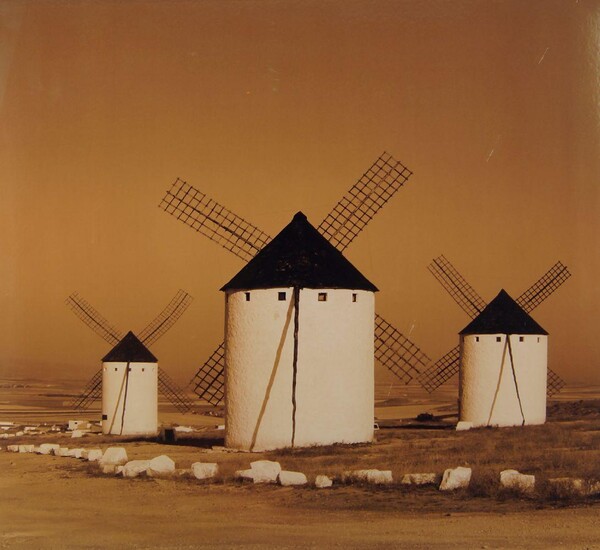 Charlie Waite, British b.1949- Three windmills in a landscape; c-type lambda print, 92x92cm (ARR) Provenance: with Trowbridge, London, according to the label attached to the reverse of the frame