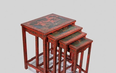 Chinese Carved Lacquer Tall Table sets