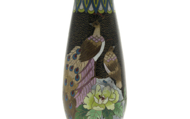 Chinese Enamel Cloisonne Peacock Vase.