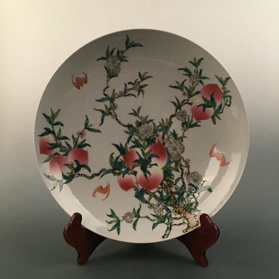 Chinese Famille Rose '9-Peach' Plate, Guangxu Mark