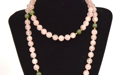 Chinese Jade & Rose Quartz Necklace