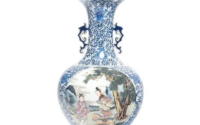 Chinese Large Underglaze Blue And Famille-Rose Vase