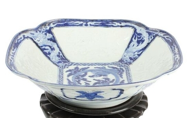 Chinese Ming mark blue and white porcelain center bowl