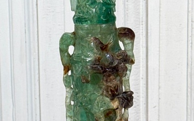Chinese Serpentine Jade Censer Table Lamp