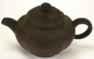 Chinese Signed Terracotta Gourd Form Teapot