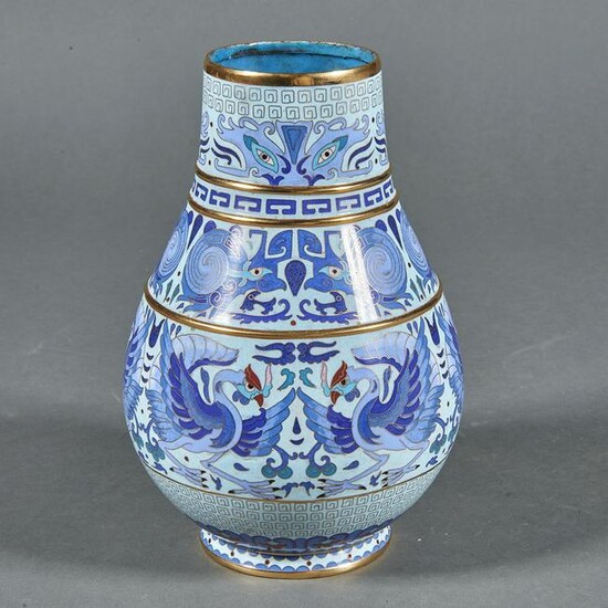 Chinese cloisonne enamel hu form vase
