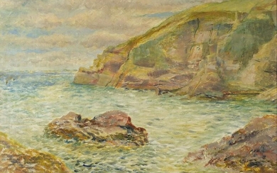 Coastal scene, oil on board, framed, 55cm x 39cm