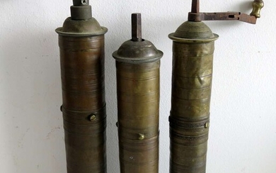 Collection of 3 Antique Bronze Coffee Mills