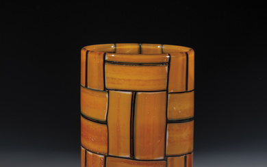 Cylindrical vase ''Tessere Ambra'' Ercole Barovier (design), Barovier & Toso, Mu...