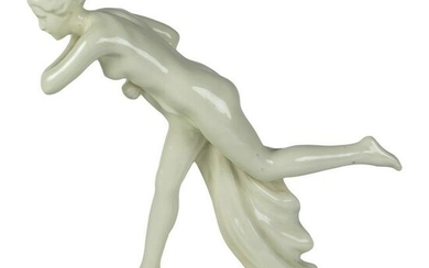 Czech Art Deco 20C. Nude Figural Ceramic Sculpture