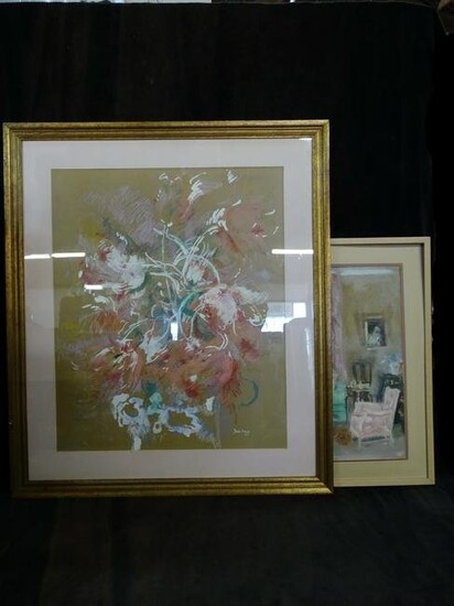 D. NORMAN INTERIOR OIL/CANVAS & STILL LIFE/FLOWERS MIXED-MEDIA/BOARD 37" X 32" FRAME LARGEST