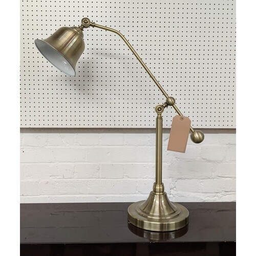 DESK LAMP, 102cm at tallest, 1950's French style, gilt metal...