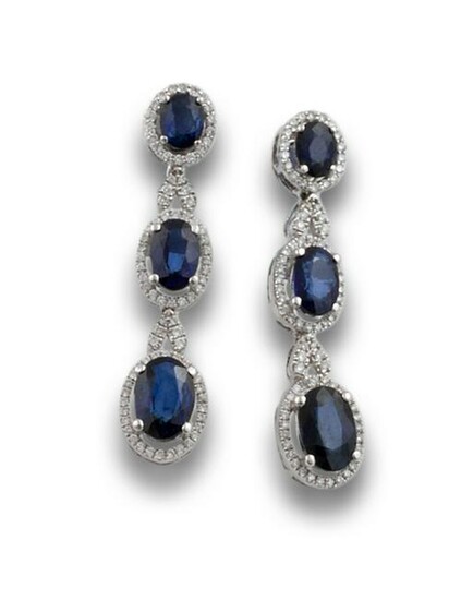 DIAMOND AND SAPPHIRE GOLD EARRINGS