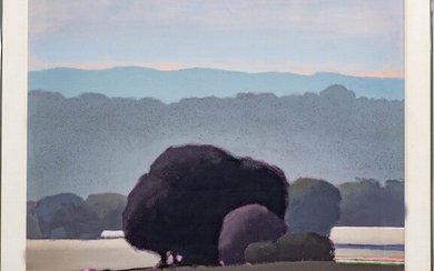 DON IRWIN, 1933 - 98, ACRYLIC, 1987 H 40" W 42" LANDSCAPE WITH TREES