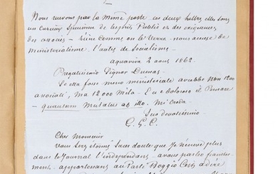 DUMAS, Alexandre père (1802-1870) Manuscrit autographe signé