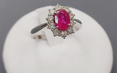 D&D gioielli Made in Italy - 18 kt. Gold, White gold - Ring - 1.21 ct Ruby - Diamonds
