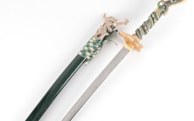 Decorative Steel Tantō Sword with Resin Dragon and Serpent Handle