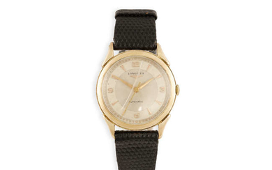 Description AN AUTOMATIC GOLD WATCH BY LONGINES, the cream...