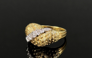 Design ring, probably Carl Bucherer, 750/18K yellow/white gold (hallmarked, additionally with "CB")