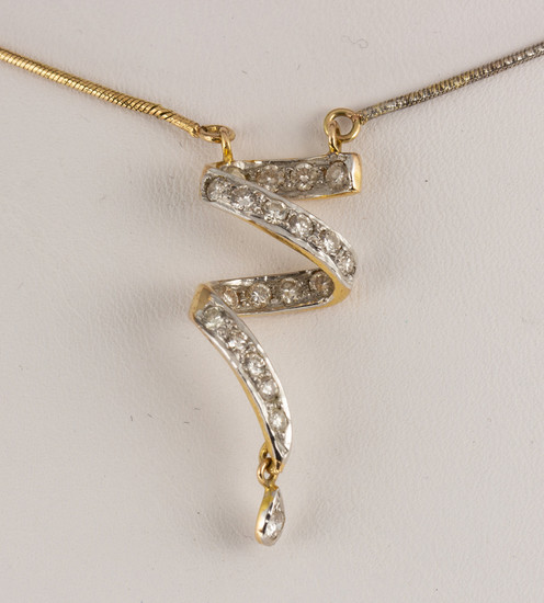 Diamond and 14k yellow and white gold necklace