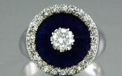 Diamond ring with blue enamel