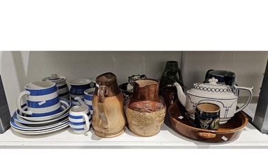 Doulton Lambeth salt glazed stoneware Jack jug, incised CR f...