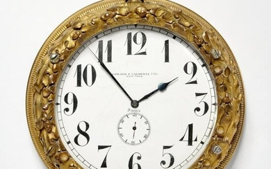 E.F. Caldwell diminutive gilt bronze wall clock