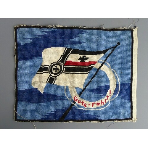 Early 1900's German military wool-work picture. 35 x 28 cm. ...
