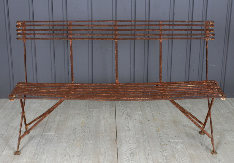 Early 20th C. French Wrought Iron Garden Bench
