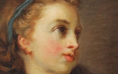 Ecole française du XVIIIe, Suiveur de Jean-Baptiste Greuze- Jeune fille en buste