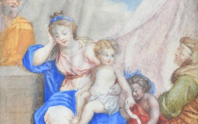 Ecole française ou italienne du XVIIe siècle. "La Sainte Famille". Deux gouaches sur papier. L'une...