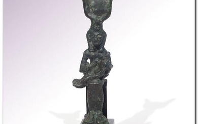 Egyptian Bronze Figure of Isis and Horus, c. 600 B.C.
